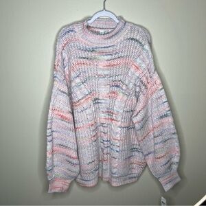 Grace + Karma Space Dyed Mock Neck Chunky Knit Sweater Cozy‎ Warm